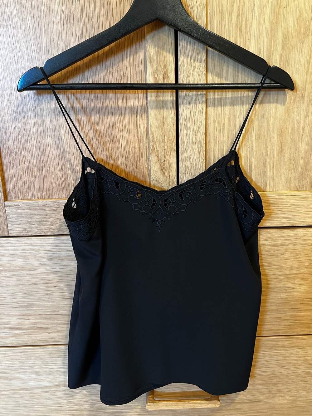Sézane Palma Embroidered Silk Camisole Top Black FR 36 US 4 Feminine French - Picture 4 of 7